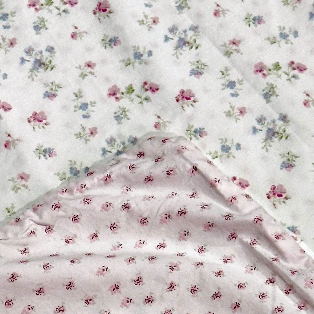 VtgTwin Reversible Duvet Cover Shabby Chic Cottage Floral Cotton Pink Romantic